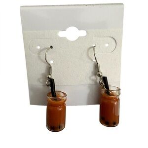 Boba bubble tea hook earrings